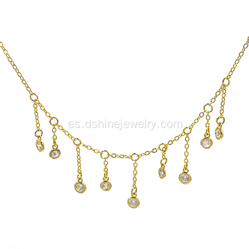 Terciopelo negro gargantilla de diamantes de imitación cadena de oro para las mujeres